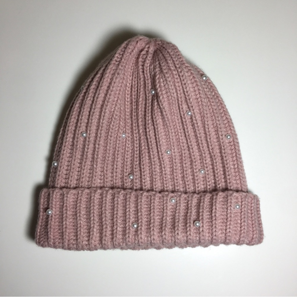 Aeropostale Pale Pastel Pink Pearl Knit Beanie Hat